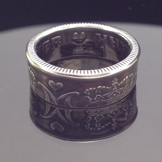8,5 mm Herz Ring Münzring 5 Kroner Dänemark 1990 versilbert Ring Größe 68