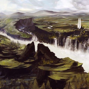 ANDUIN RIVER painting: Tolkien’s Middle Earth Inspired Fine Art Print of «The Great River Anduin»