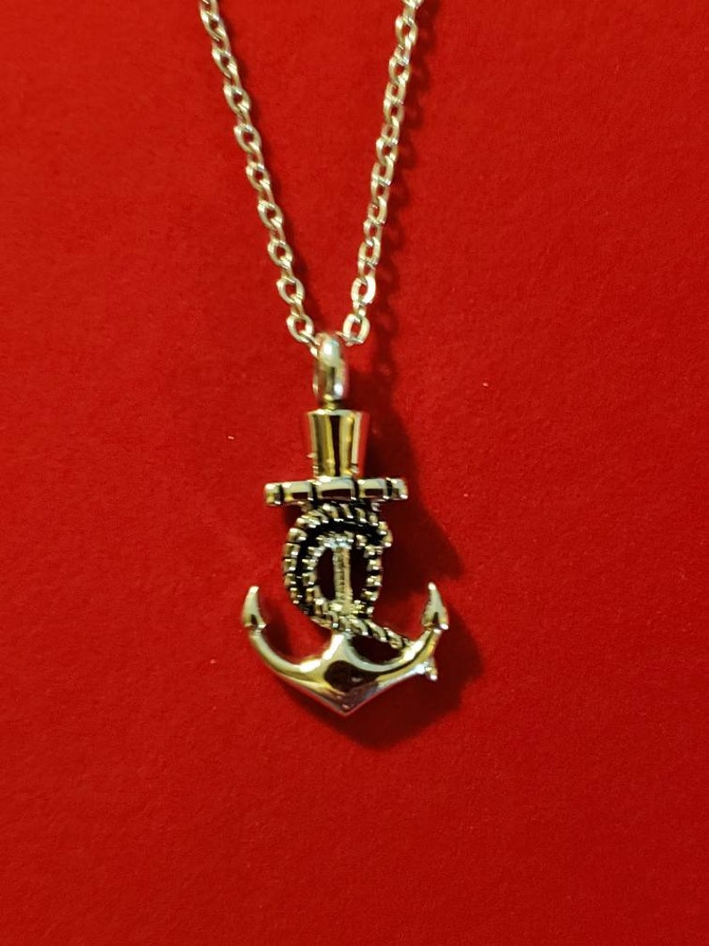 Silver Anchor Urn Necklace Cremation Necklace Cremation Etsy
