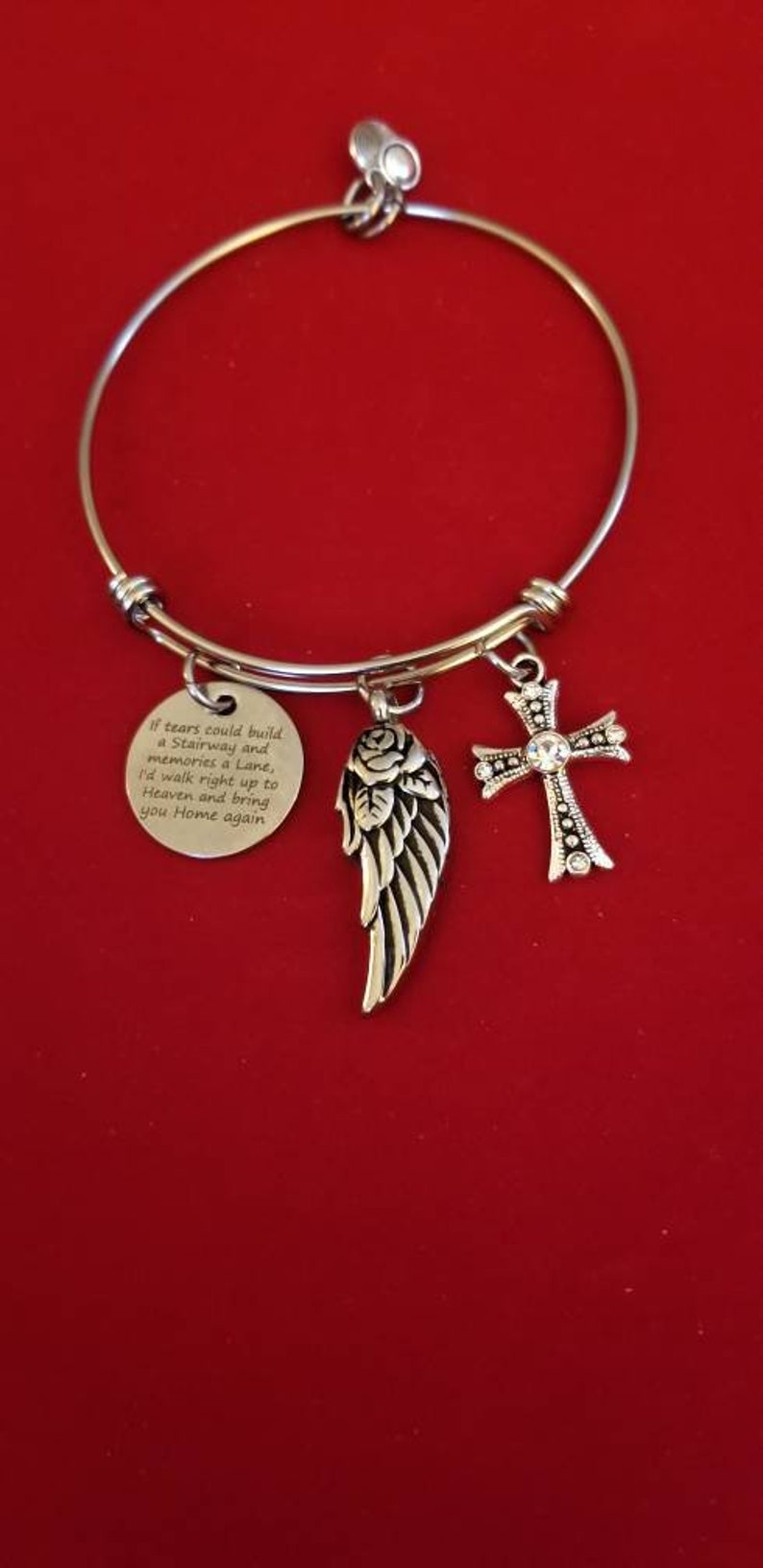 Keepsake Memorial Cremation Jewelry Angel Wing Urn Cremation Bracelet Silver Angel Wing Urn Charm Bracelet Ashes Urn Bracelet