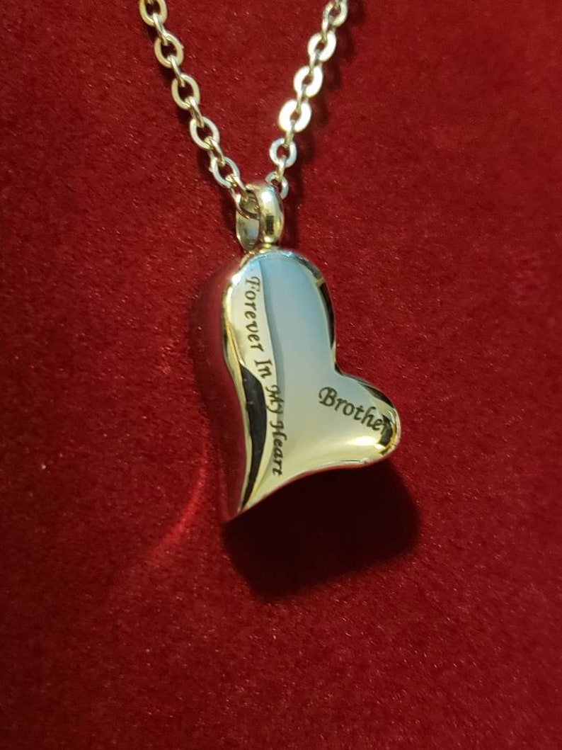 Silver Forever in My Heart Brother Urn Necklace Ashes Etsy