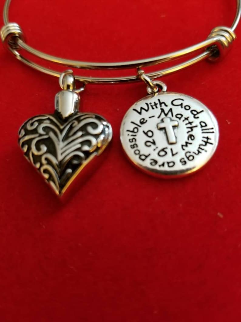 Silver Heart Urn Charm Bracelet Cremation Jewelry Ashes Etsy