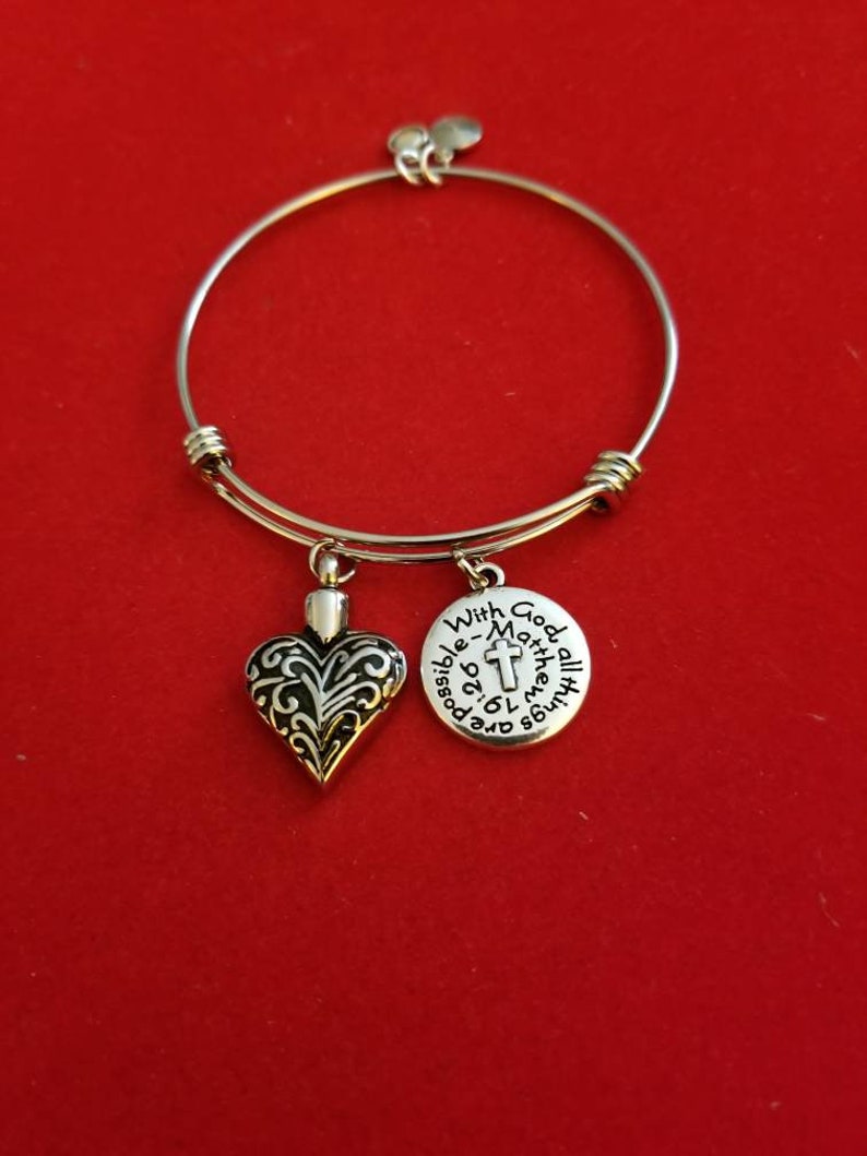 Silver Heart Urn Charm Bracelet Cremation Jewelry Ashes Etsy