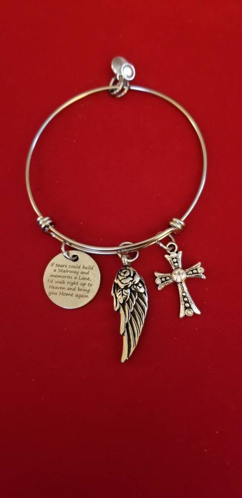 Keepsake Memorial Cremation Jewelry Angel Wing Urn Cremation Bracelet Silver Angel Wing Urn Charm Bracelet Ashes Urn Bracelet