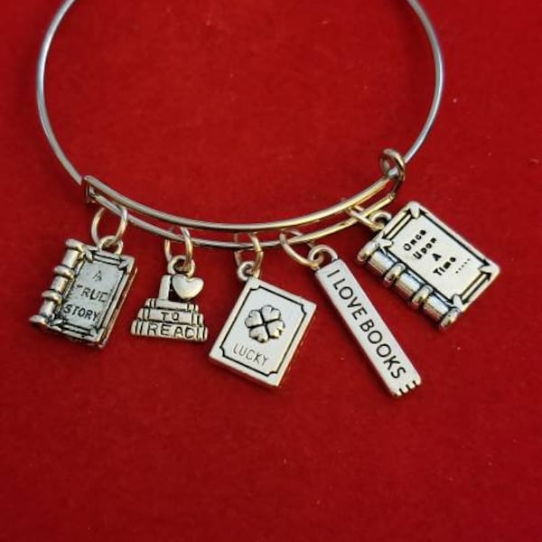 Book Charm Bracelet Etsy