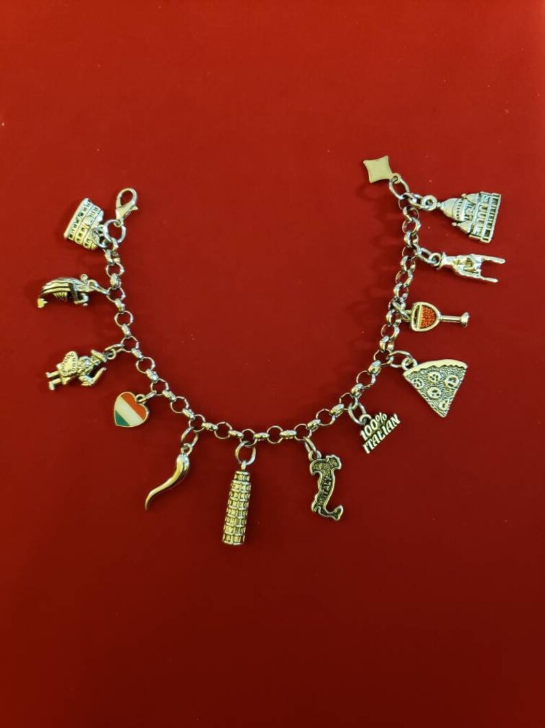 Silver Italian Charm Bracelet Etsy