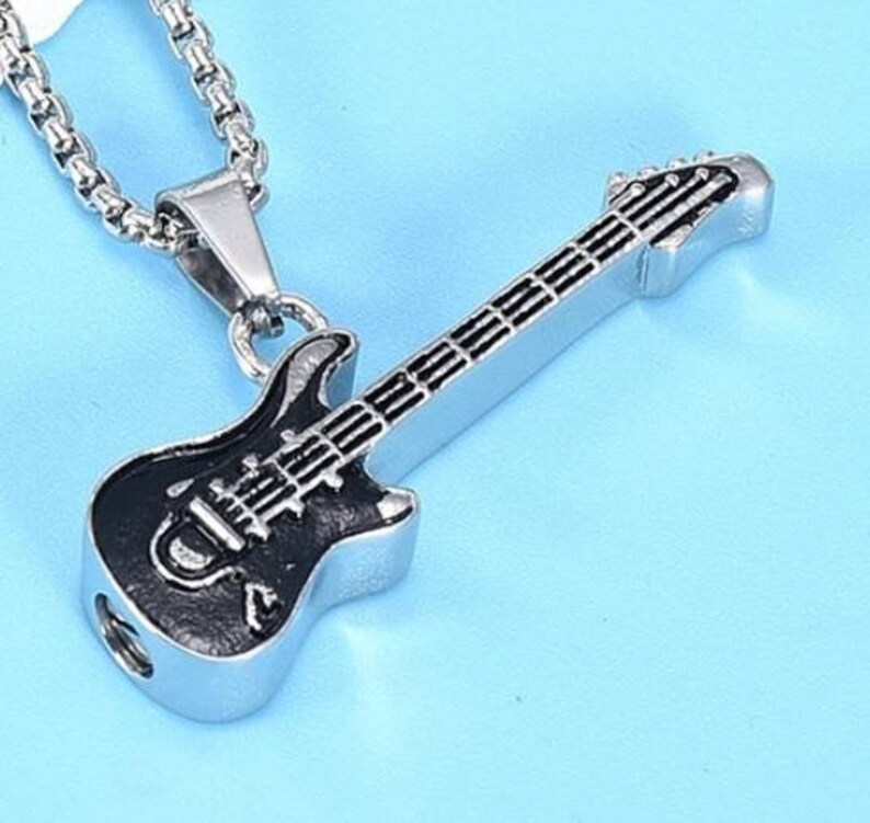 Silver Guitar Urn Necklace Cremation Jewelry Cremation Etsy
