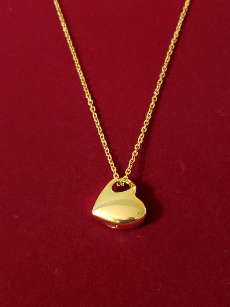 Gold Dangling Heart Urn Necklace Cremation Necklace Etsy