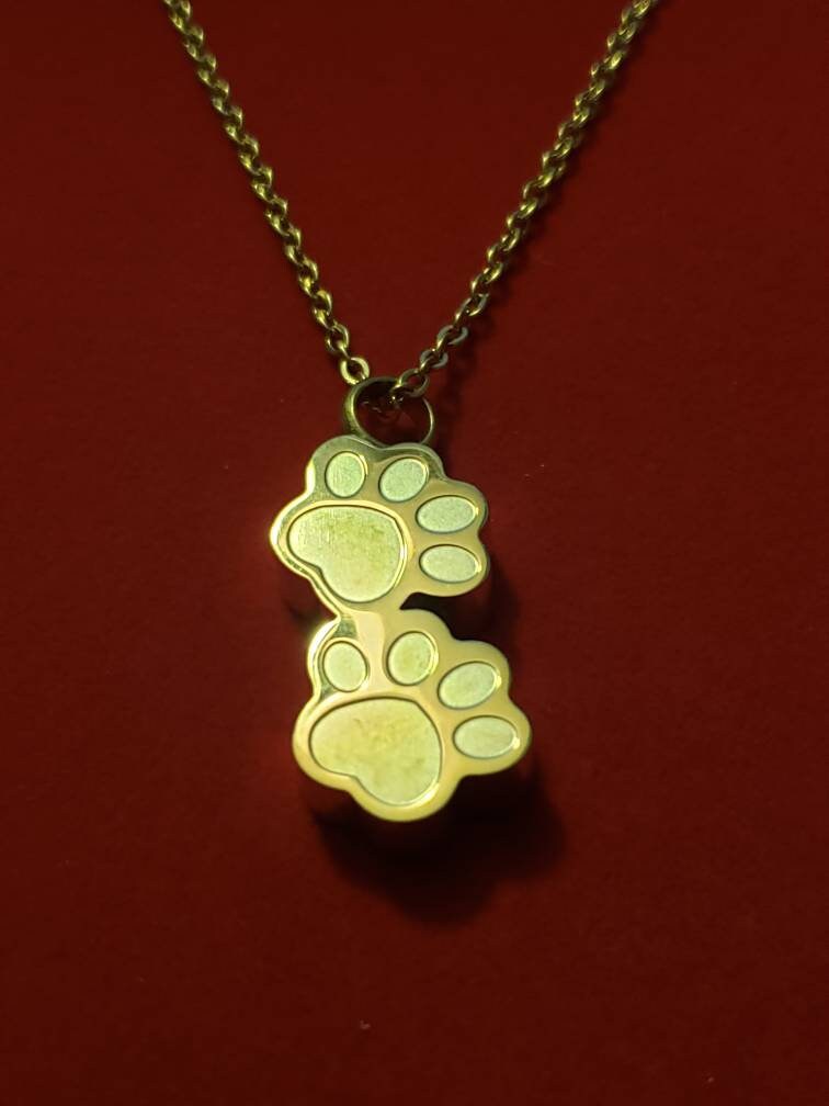 Rose Gold Paw Prints Urn Necklace Dog Cat Pet Etsy