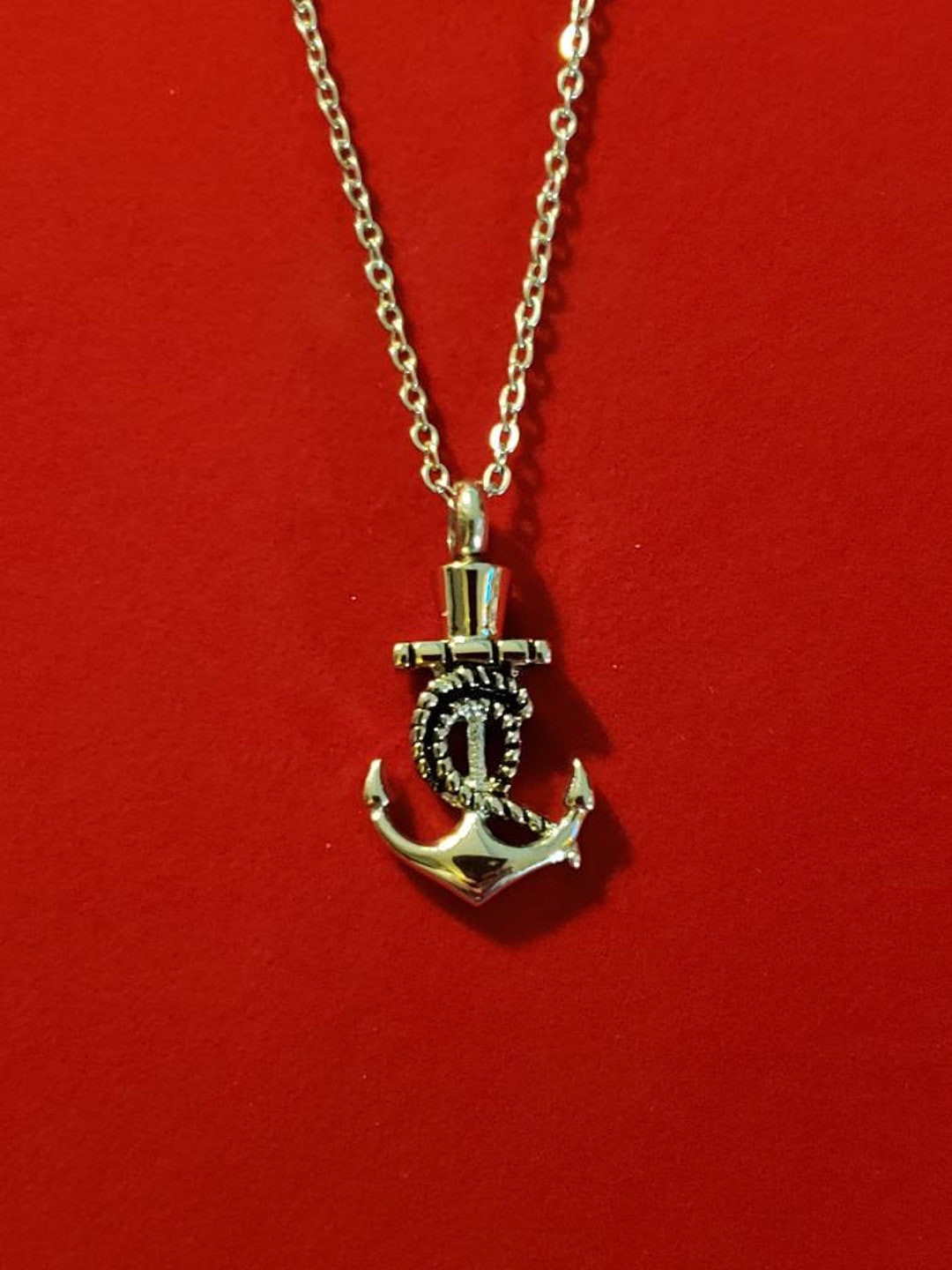 Silver Anchor Urn Necklace Cremation Necklace Cremation Etsy