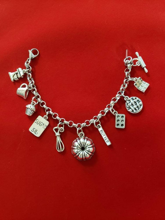 Baker Charm Sterling Silver for Bracelet Chef Hat Cake Pastry Bakery Kitchen Baker Charm Sterling Silver for Bracelet Chef Hat Cake Pastry Bakery Kitchen