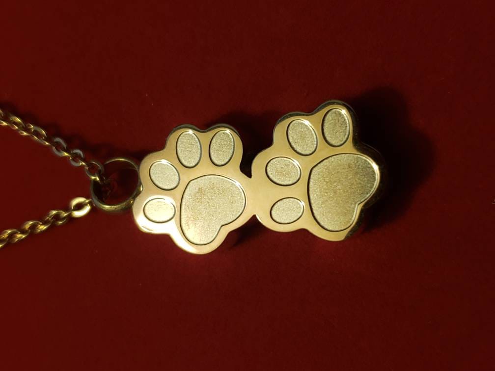 Rose Gold Paw Prints Urn Necklace Dog Cat Pet Etsy