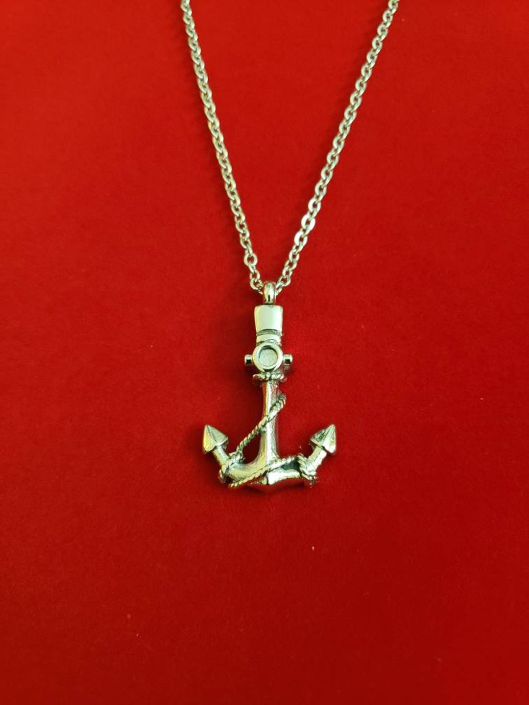 Silver Anchor Urn Necklace Cremation Necklace Cremation Etsy