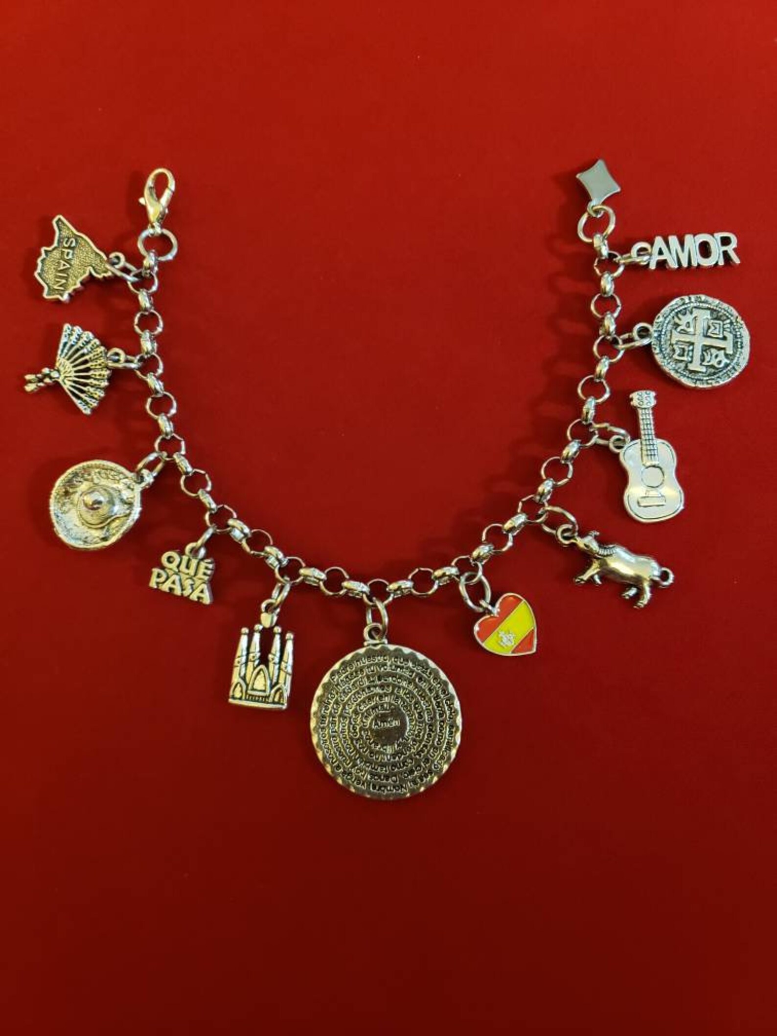 Silver Spanish Charm Bracelet Spain Chain Bracelet Charm Etsy