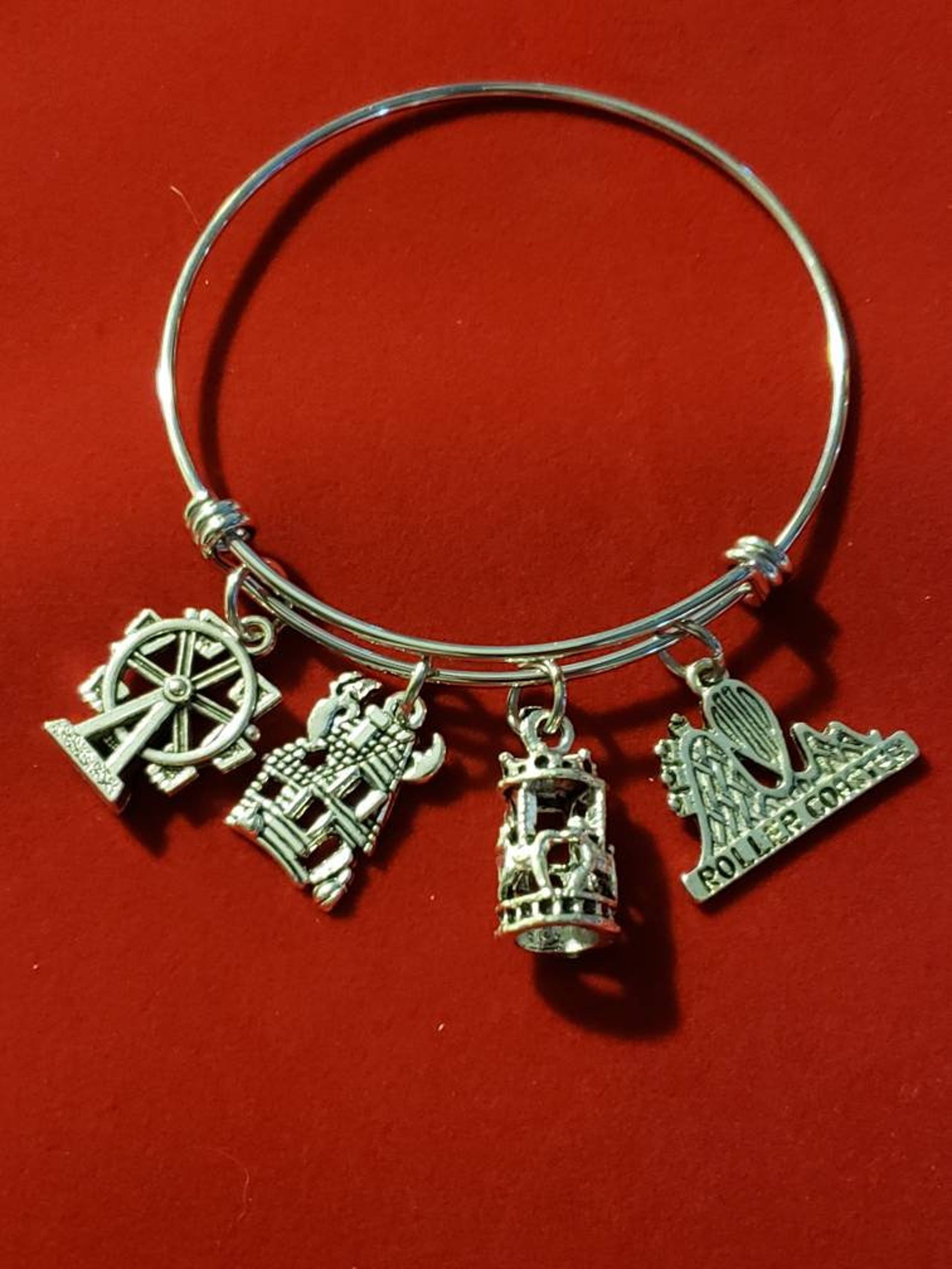 Silver Carnival Rides Charm Bracelet Amusement Park Charm Etsy