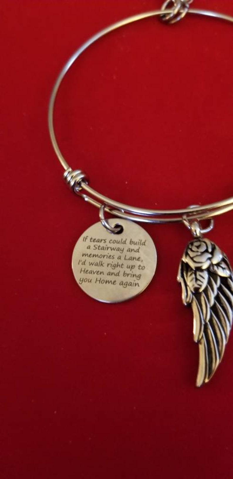 Keepsake Memorial Cremation Jewelry Angel Wing Urn Cremation Bracelet Silver Angel Wing Urn Charm Bracelet Ashes Urn Bracelet