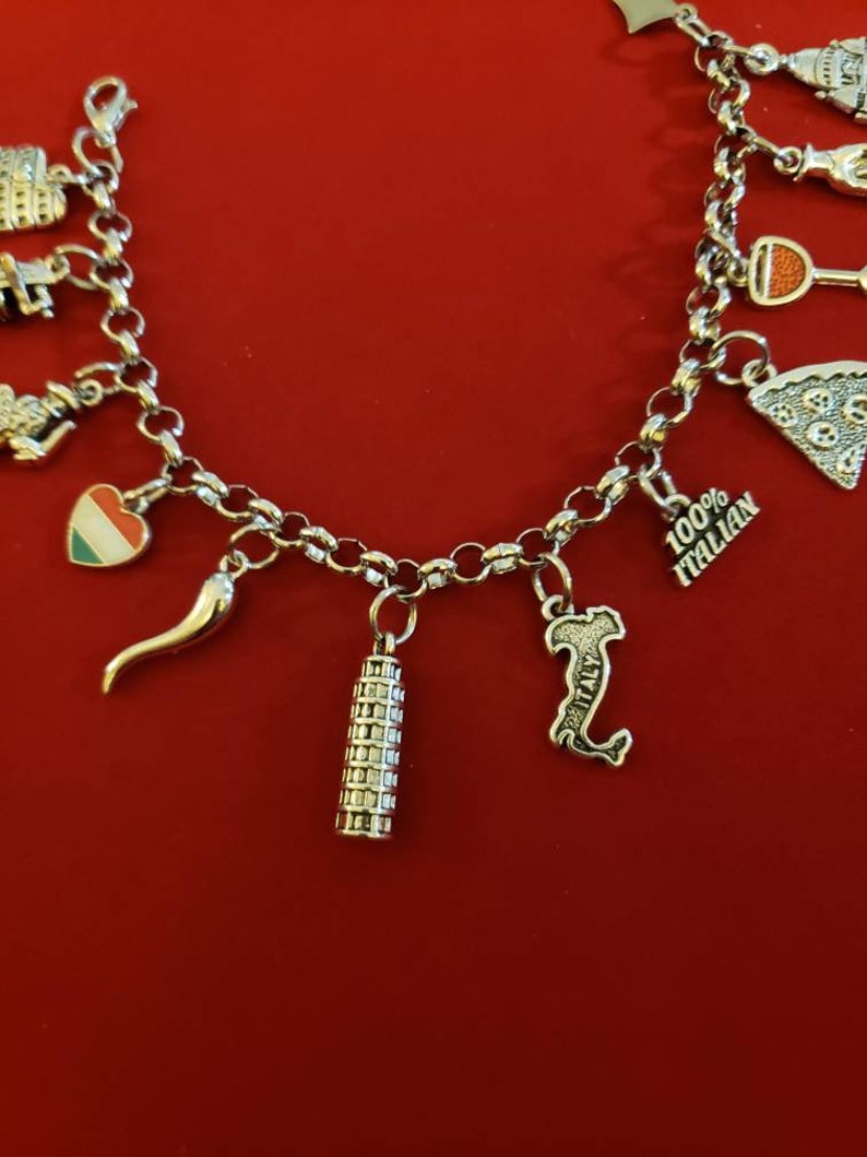 Silver Italian Charm Bracelet Etsy
