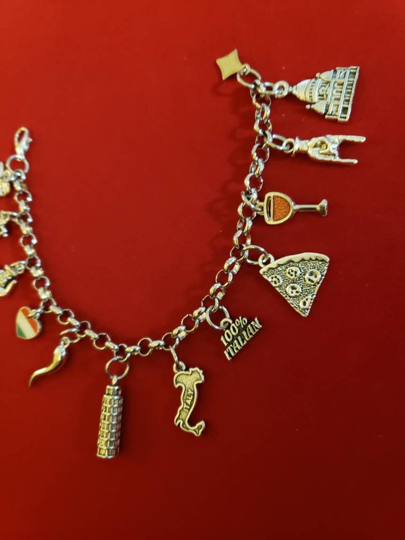 Silver Italian Charm Bracelet Etsy