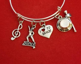 Little Girls I Love Jazz Music Dance Beaded Charm Bracelet Black Red & Silver Tone Little Girls I Love Jazz Music Dance Beaded Charm Bracelet Black Red & Silver Tone