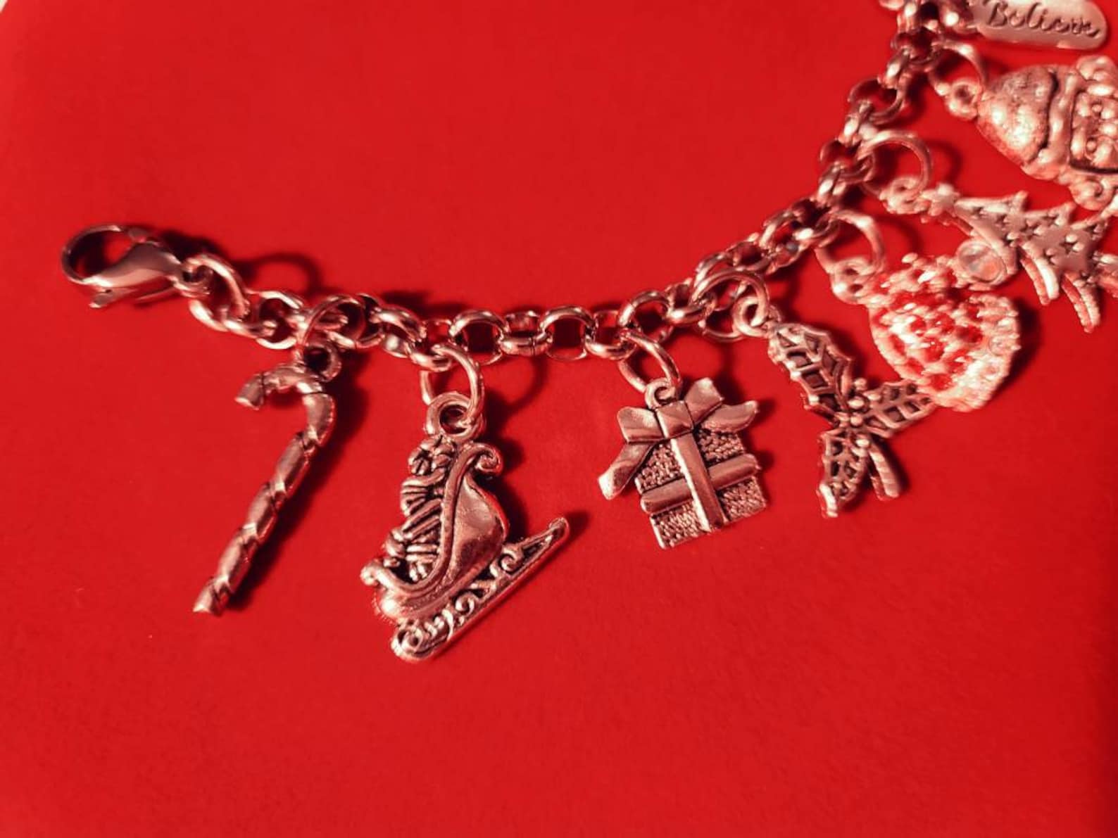 Silver Christmas Charm Bracelet Winter Charm Bracelet Etsy