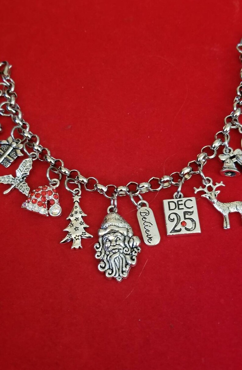 Silver Christmas Charm Bracelet Winter Charm Bracelet Etsy