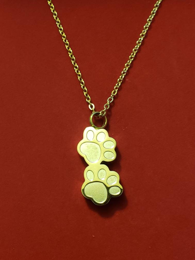 Rose Gold Paw Prints Urn Necklace Dog Cat Pet Etsy