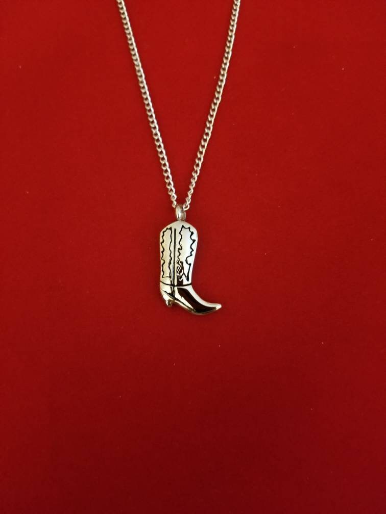 Silver Cowboy Boot Urn Necklace Cremation Necklace Etsy