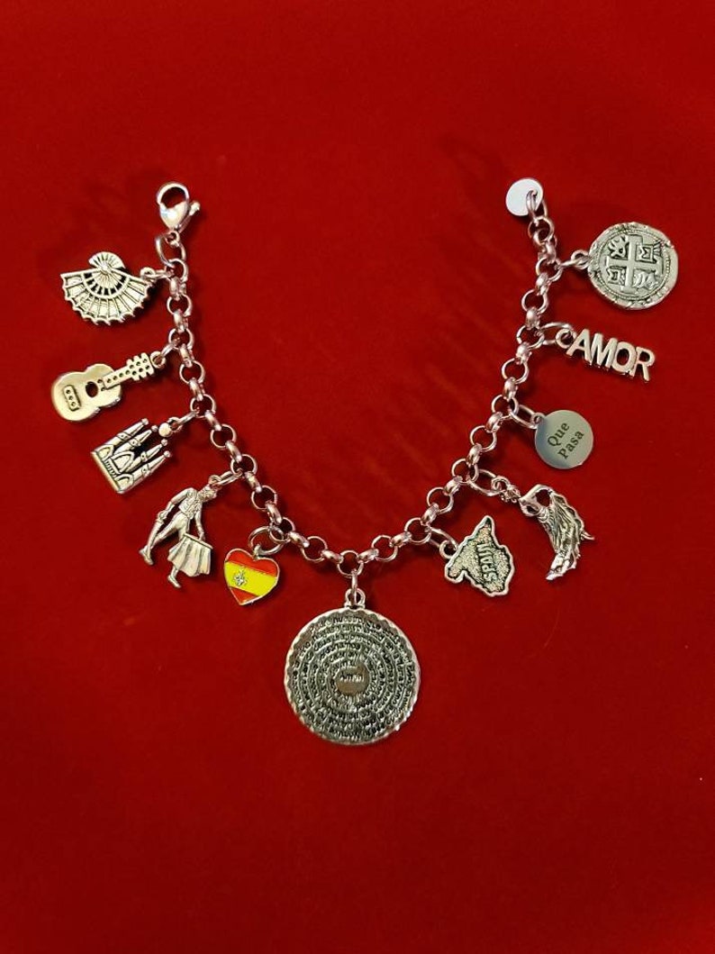 Silver Spanish Charm Bracelet Spain Chain Bracelet Charm Etsy