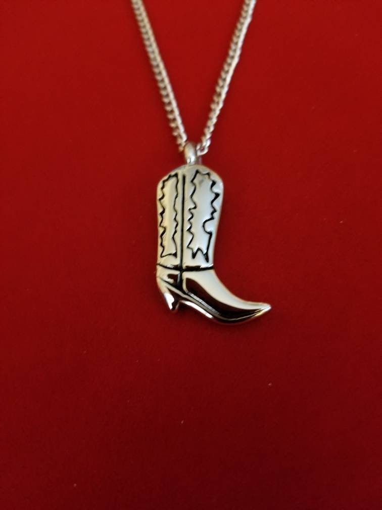 Silver Cowboy Boot Urn Necklace Cremation Necklace Etsy