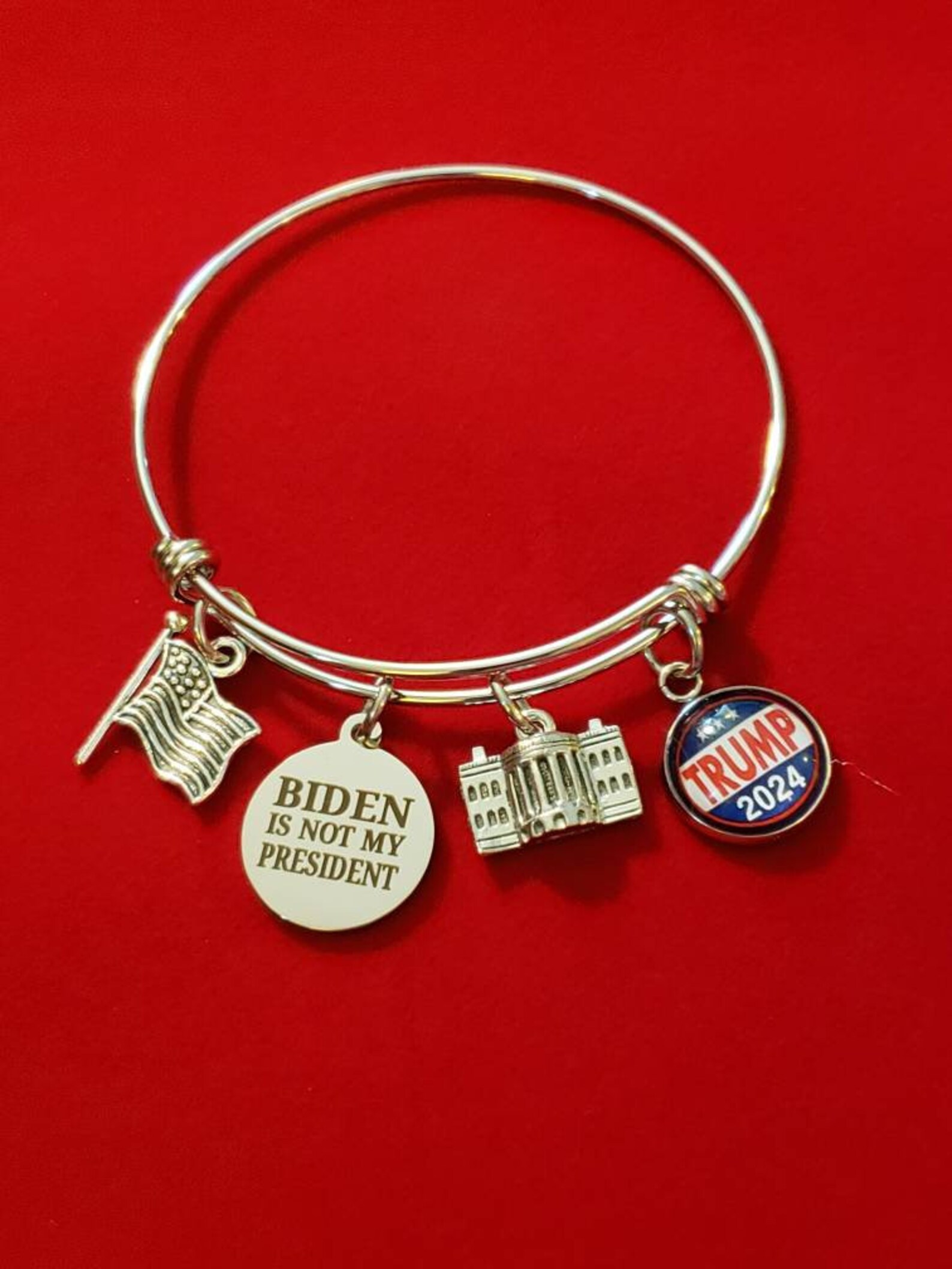 Silver Trump 2024 Charm Bracelet Donald Trump For President Etsy