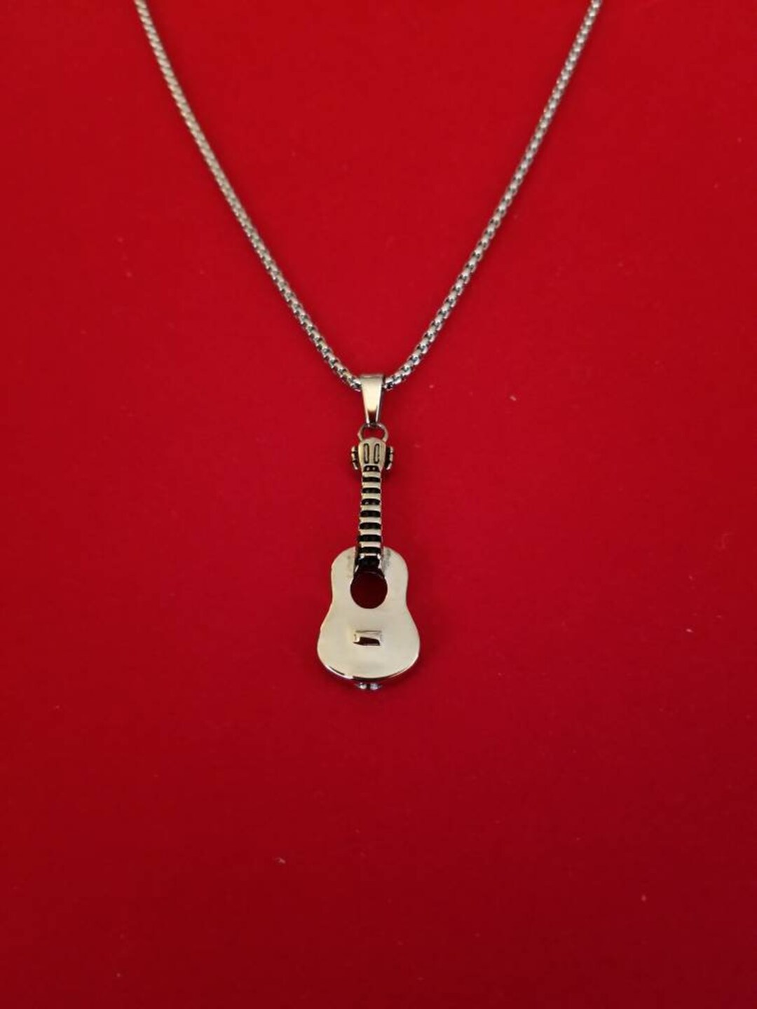 Silver Stainless Steel Guitar Urn Necklace Cremation Jewelry Etsy