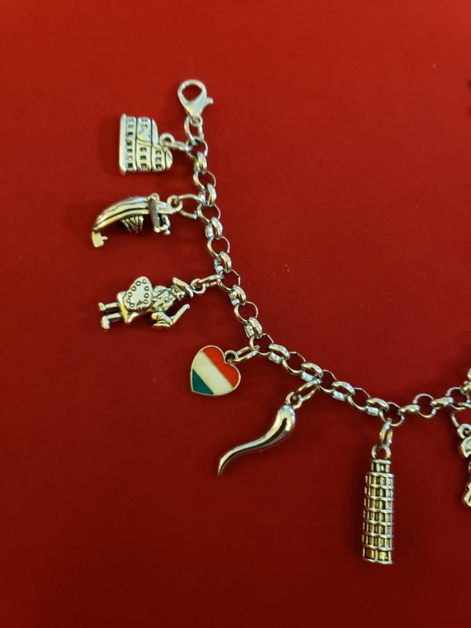 Silver Italian Charm Bracelet Etsy