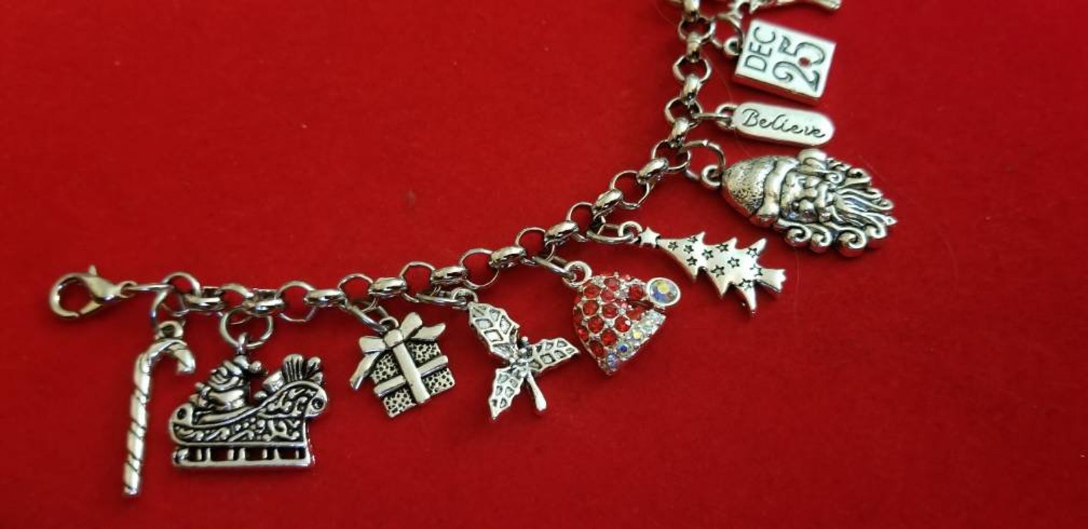 Silver Christmas Charm Bracelet Winter Charm Bracelet Etsy