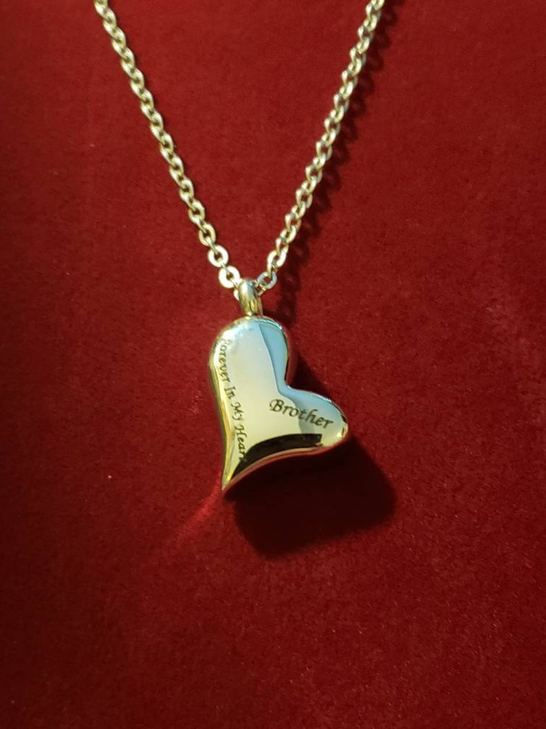Silver Forever in My Heart Brother Urn Necklace Ashes Etsy