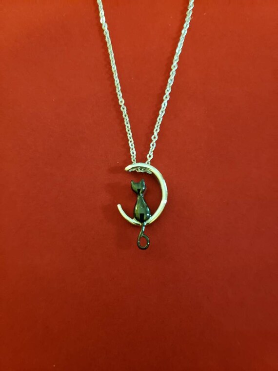 Silver and Black Cat Urn Necklace Cremation Jewelry Etsy
