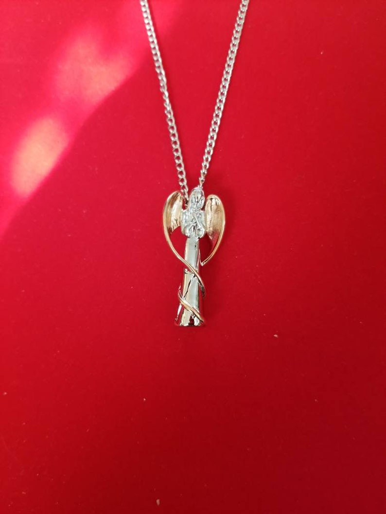 Cremation Necklace Silver and Gold Angel Necklace Ashes Urn Cremation Jewelry Angel