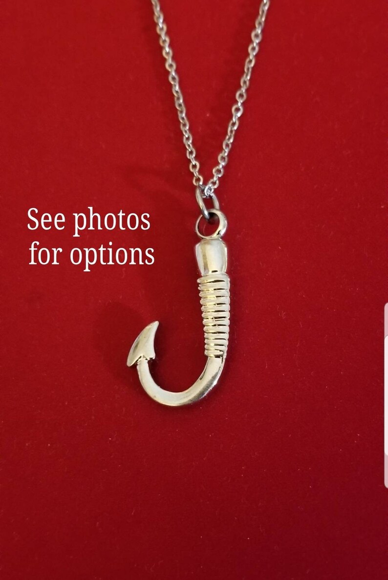 Silver Fishing Hook Urn Necklace Fishing Fisherman Urn Etsy