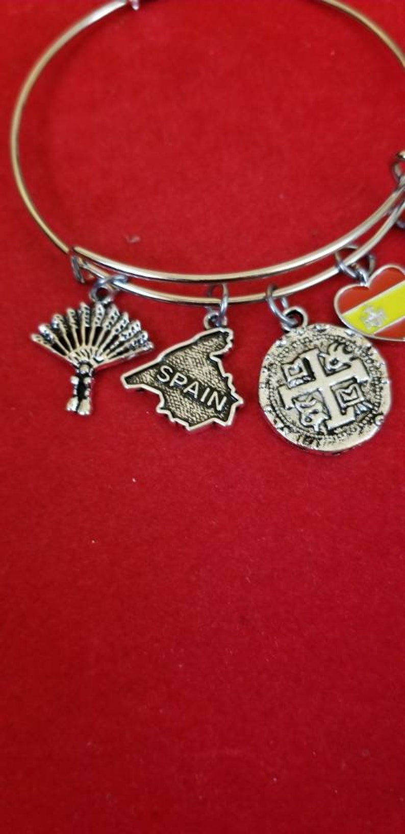 Silver Spanish Themed Charm Bracelet Spain Etsy
