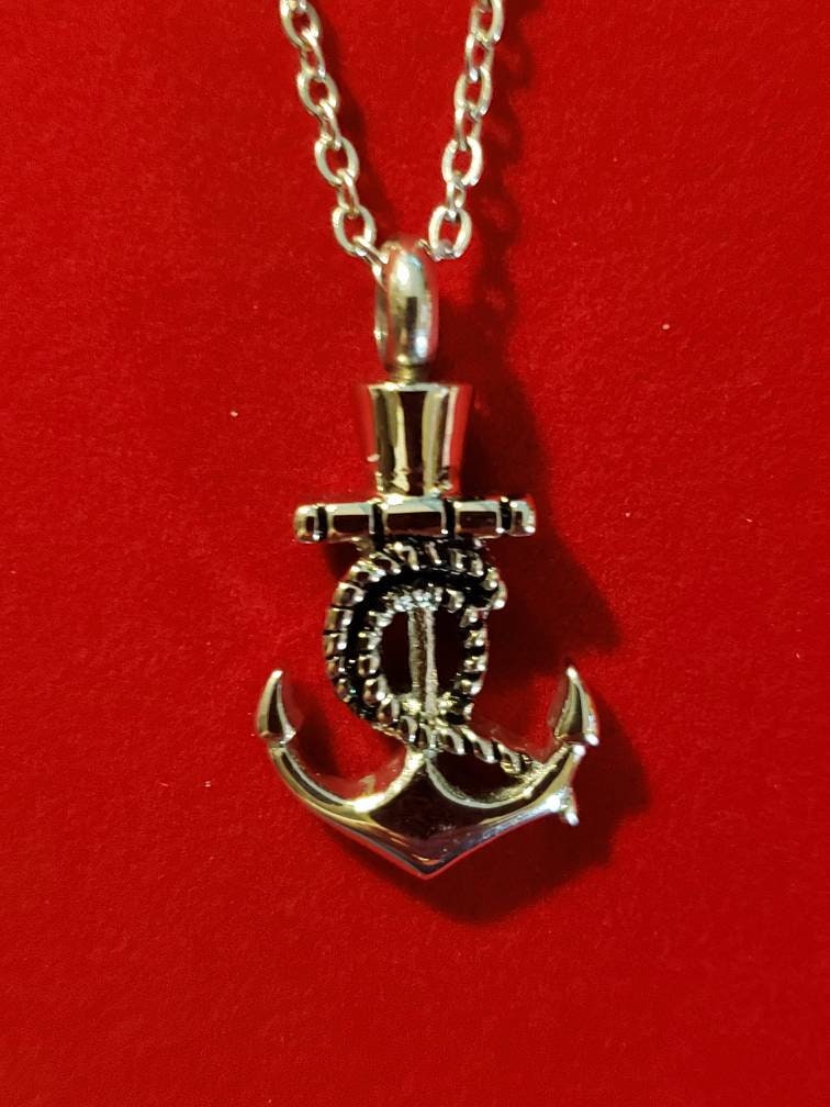 Silver Anchor Urn Necklace Cremation Necklace Cremation Etsy