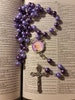 Dark Purple and Light Purple Photo Rosary Beads - Religious Beads - Memorial Beads - Custom - Beautiful Rosary Beads - Prayer Beads 