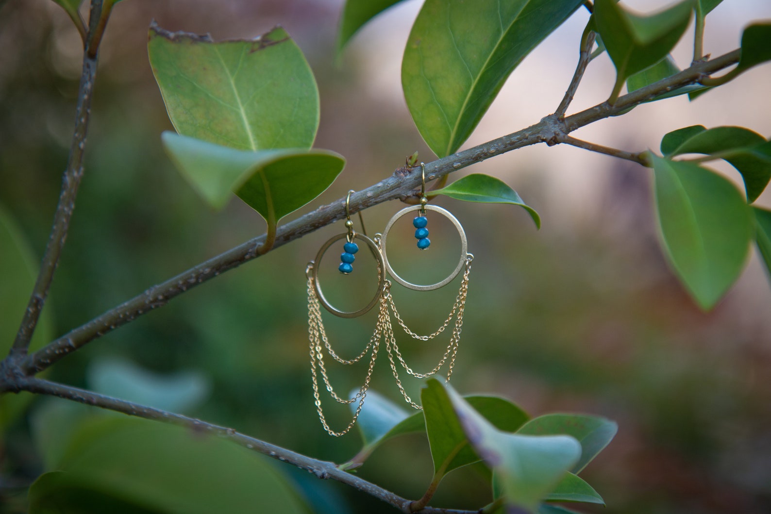 CHAIN DROP EARRINGS GOLD BRASS