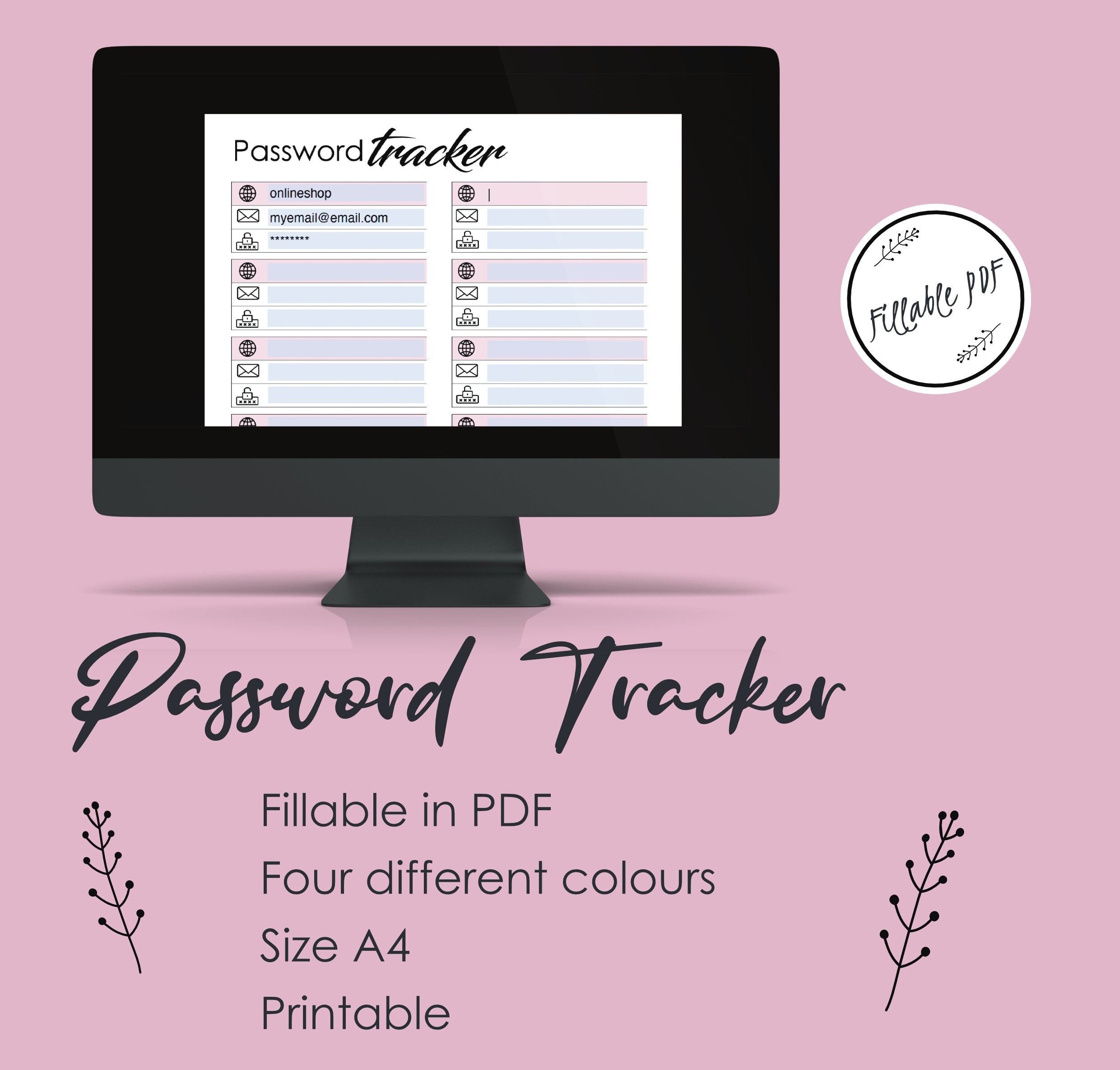 PDF Fillable Password Tracker - Etsy