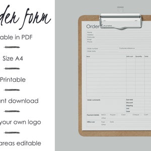 PDF Fillable Order Form - Etsy