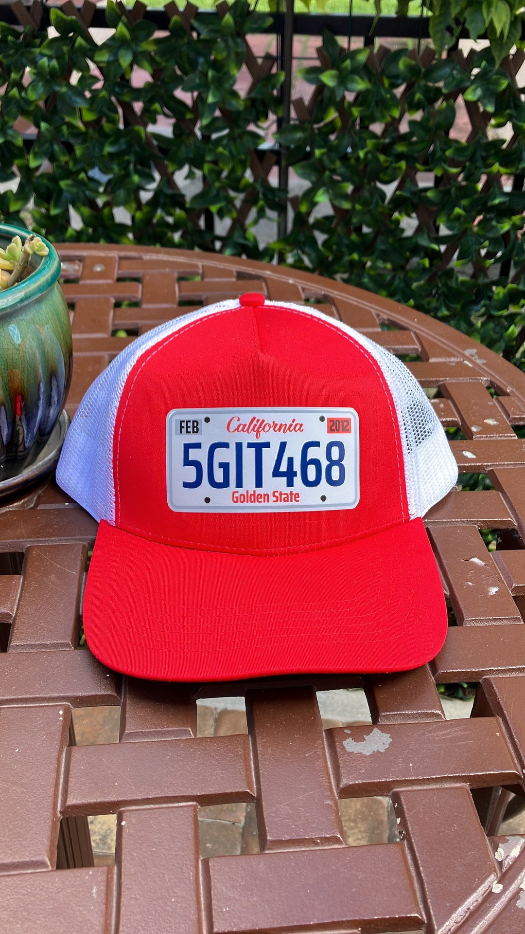 California Hat / California License Plate Hat / Red Trucker California