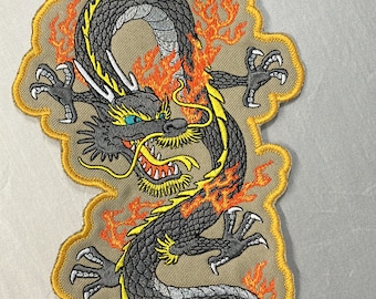 Parche de dragón / Parche de dragón grande / Dragón bordado / Parche de dragón bordado / Parches para coser