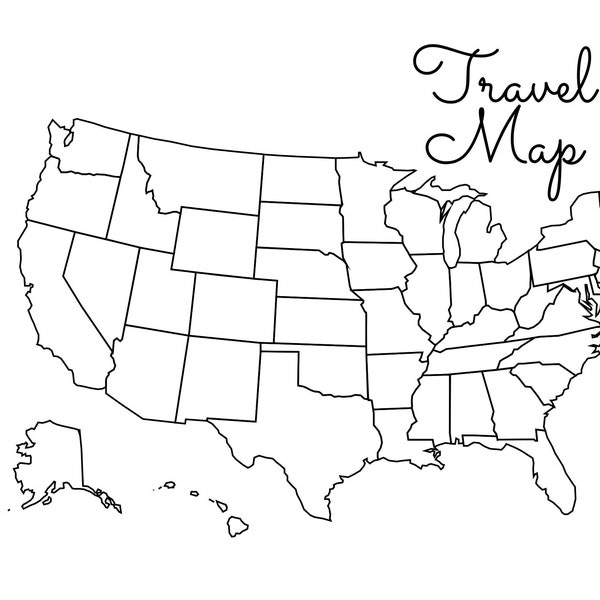 US Travel Map | Fill in Map | Color in Map | US Color Map