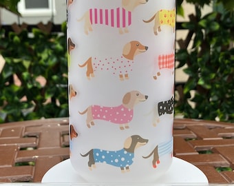 Dachshund Cup / 18 oz Dachshund Cup / Dog Cup / Cute Weiner Dog Cup / Dogs In Sweaters Cup / Dog Cup