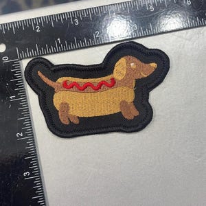Dachshund Patch / Weenie Dog Patch / Embroidered Patch / Dog Patch / Hotdog Patch