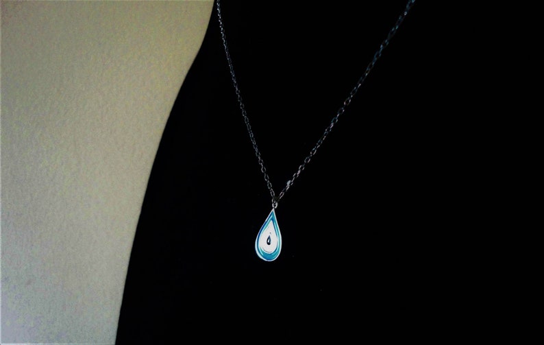 Greece. Micro Pave Pendant Minimalist Evil Eye Necklace Dainty Necklace Personalize Jewelry 925 Silver Blue /& White Enamel Pendant