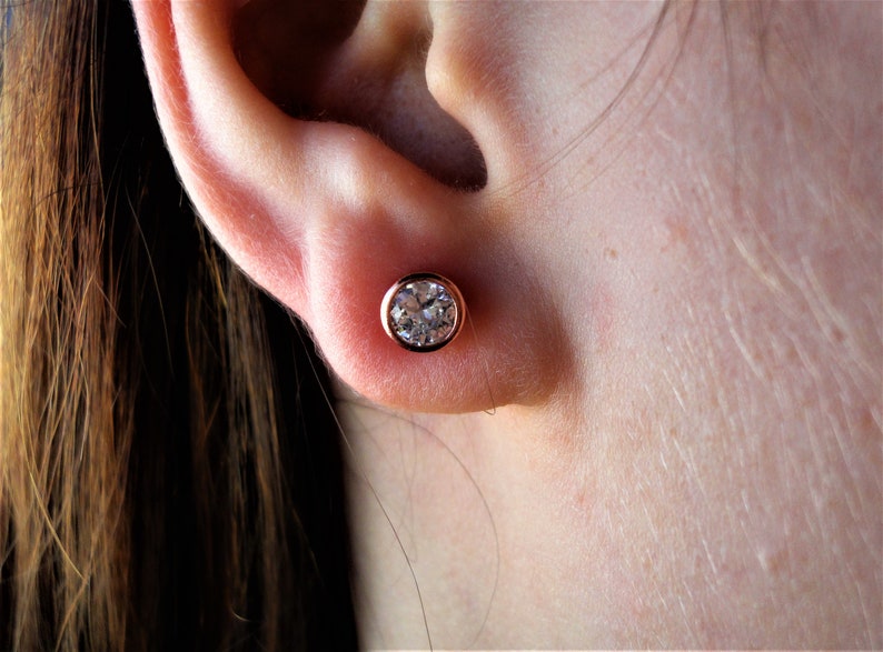 1 Ct Lab Diamond Stud Earrings 18k Rose Gold Filled Etsy